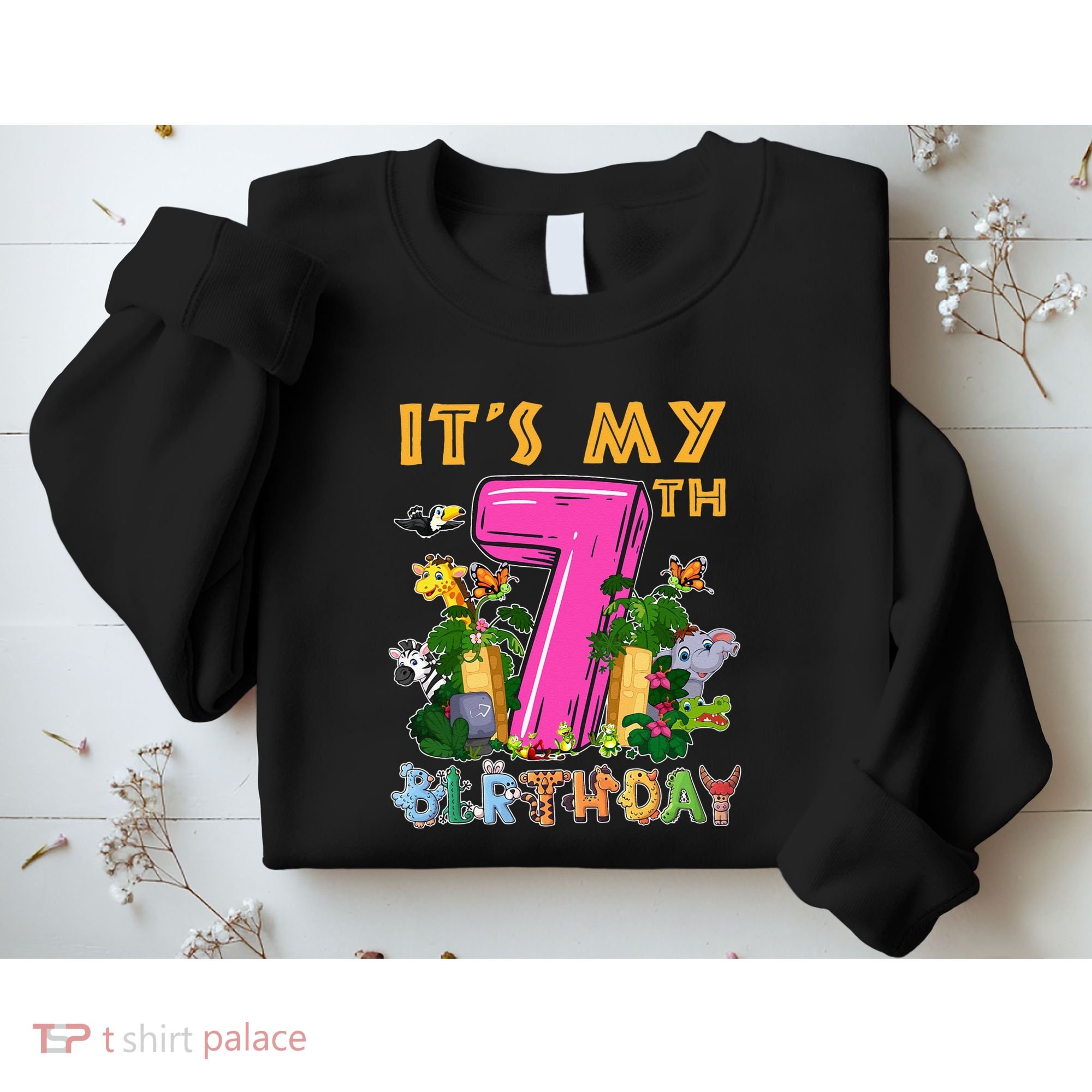 It's My 7th Birthday Safari Jungle Zoo Birthday 7 Year Old Sweatshirt