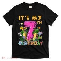 It's My 7th Birthday Safari Jungle Zoo Birthday 7 Year Old T-Shirt thumb 0