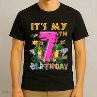 It's My 7th Birthday Safari Jungle Zoo Birthday 7 Year Old T-Shirt thumb 3