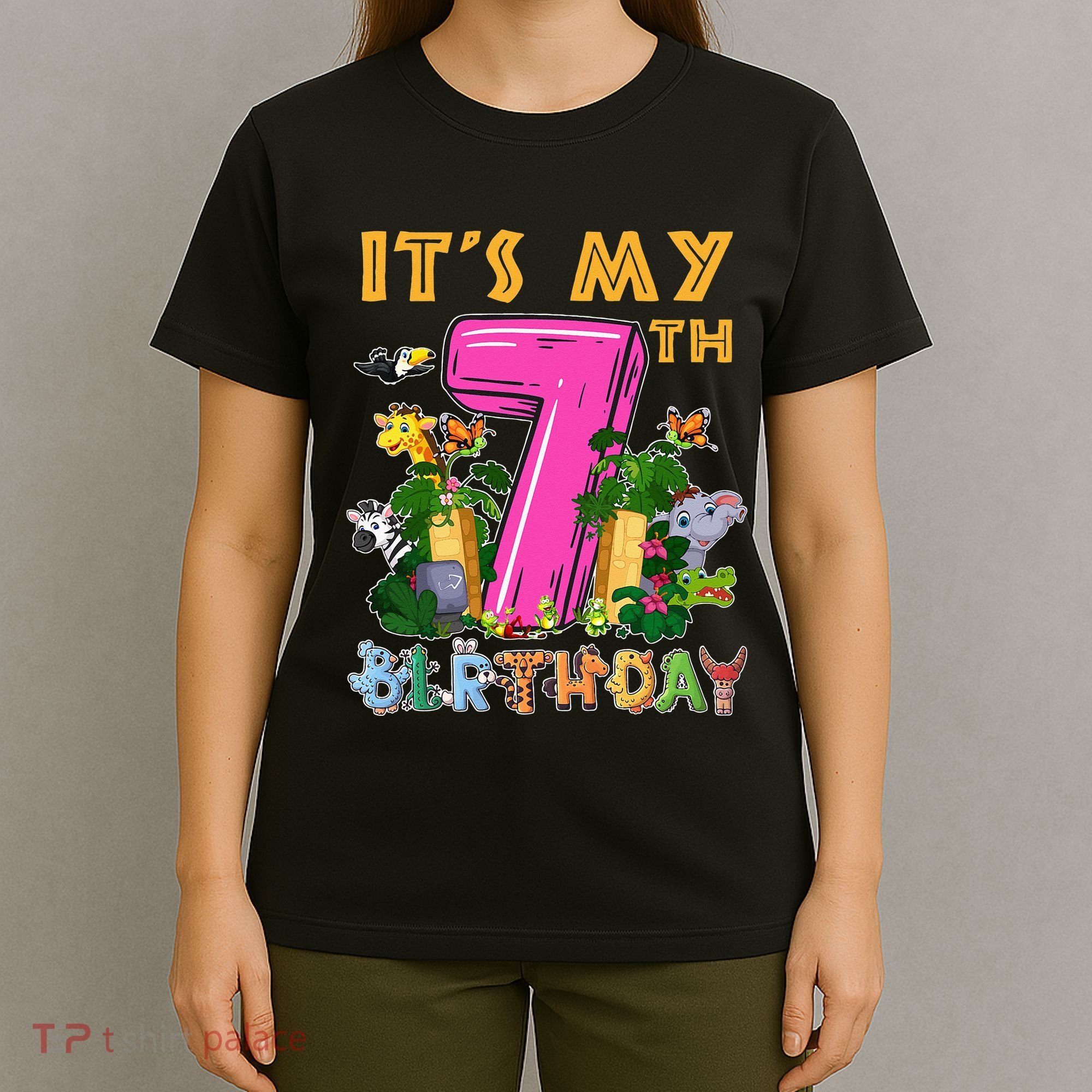 It's My 7th Birthday Safari Jungle Zoo Birthday 7 Year Old T-Shirt