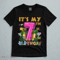 It's My 7th Birthday Safari Jungle Zoo Birthday 7 Year Old T-Shirt thumb 5