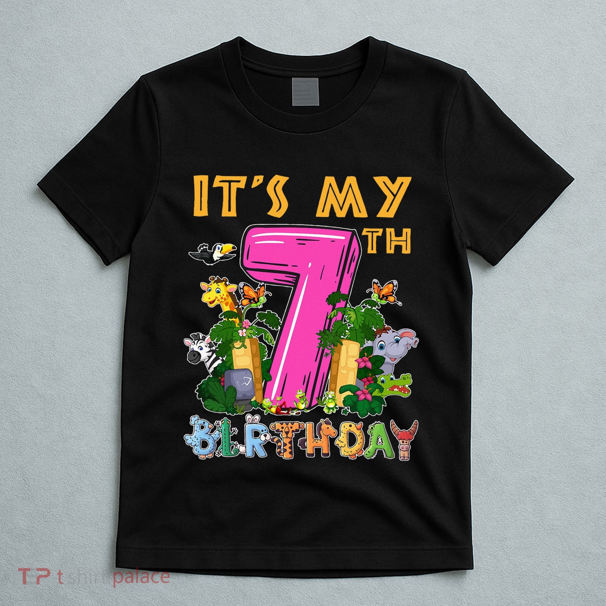 It's My 7th Birthday Safari Jungle Zoo Birthday 7 Year Old T-Shirt