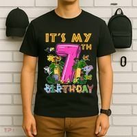 It's My 7th Birthday Safari Jungle Zoo Birthday 7 Year Old T-Shirt thumb 6