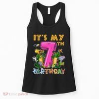 It's My 7th Birthday Safari Jungle Zoo Birthday 7 Year Old Women's Tank Top thumb 0