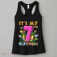It's My 7th Birthday Safari Jungle Zoo Birthday 7 Year Old Women's Tank Top thumb 3