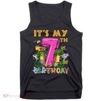 It's My 7th Birthday Safari Jungle Zoo Birthday 7 Year Old Tank Top thumb 0