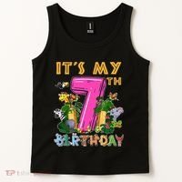 It's My 7th Birthday Safari Jungle Zoo Birthday 7 Year Old Tank Top thumb 2