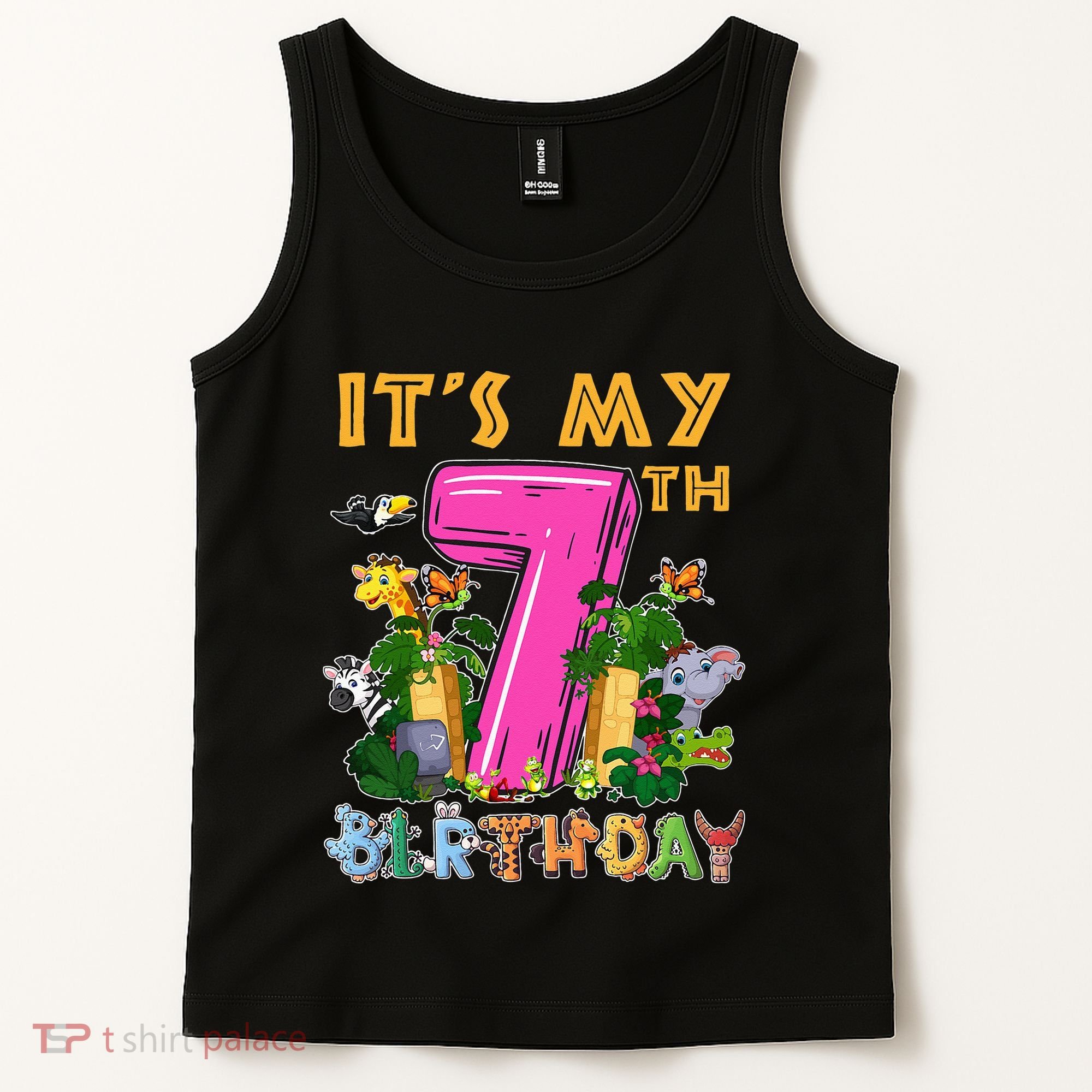 It's My 7th Birthday Safari Jungle Zoo Birthday 7 Year Old Tank Top