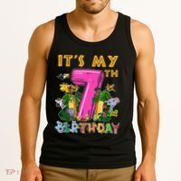 It's My 7th Birthday Safari Jungle Zoo Birthday 7 Year Old Tank Top thumb 3
