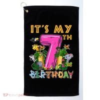 It's My 7th Birthday Safari Jungle Zoo Birthday 7 Year Old Golf Towel thumb 0