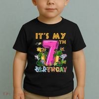 It's My 7th Birthday Safari Jungle Zoo Birthday 7 Year Old Toddler T-Shirt thumb 2