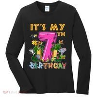 It's My 7th Birthday Safari Jungle Zoo Birthday 7 Year Old Women's Long Sleeve Shirt thumb 0