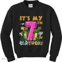 It's My 7th Birthday Safari Jungle Zoo Birthday 7 Year Old Kids Sweatshirt thumb 0