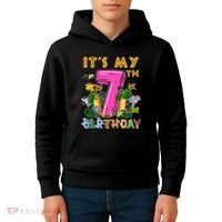 It's My 7th Birthday Safari Jungle Zoo Birthday 7 Year Old Kids Hoodie thumb 4