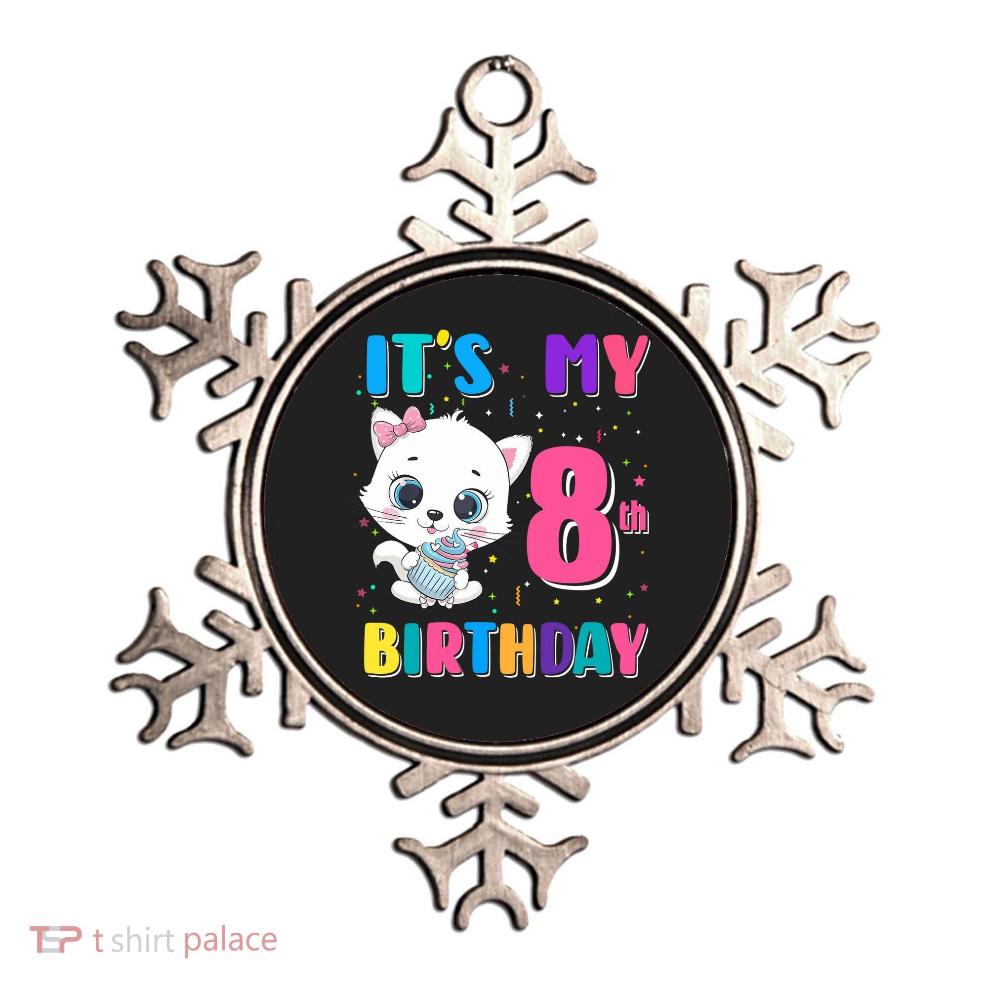 It's My 8th Birthday Girl Funny Cat Birthday 8 Year Old Ornament
