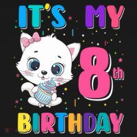 It's My 8th Birthday Girl Funny Cat Birthday 8 Year Old Ornament thumb 1