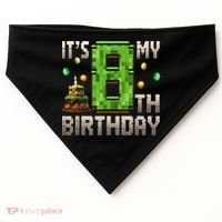 It'S My 8th Birthday 8 Year Old Gamer Pixel Birthday Boy USA-Made Doggie Bandana thumb 0