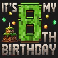 It'S My 8th Birthday 8 Year Old Gamer Pixel Birthday Boy Bucket Hat thumb 4