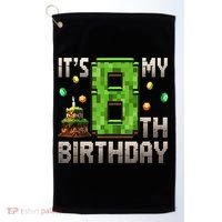 It'S My 8th Birthday 8 Year Old Gamer Pixel Birthday Boy Golf Towel thumb 0