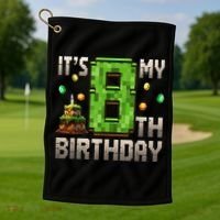 It'S My 8th Birthday 8 Year Old Gamer Pixel Birthday Boy Golf Towel thumb 1