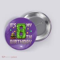 It'S My 8th Birthday 8 Year Old Gamer Pixel Birthday Boy Button thumb 0
