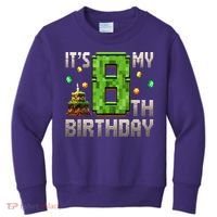 It'S My 8th Birthday 8 Year Old Gamer Pixel Birthday Boy Kids Sweatshirt thumb 0