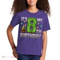It'S My 8th Birthday 8 Year Old Gamer Pixel Birthday Boy Kids T-Shirt thumb 2