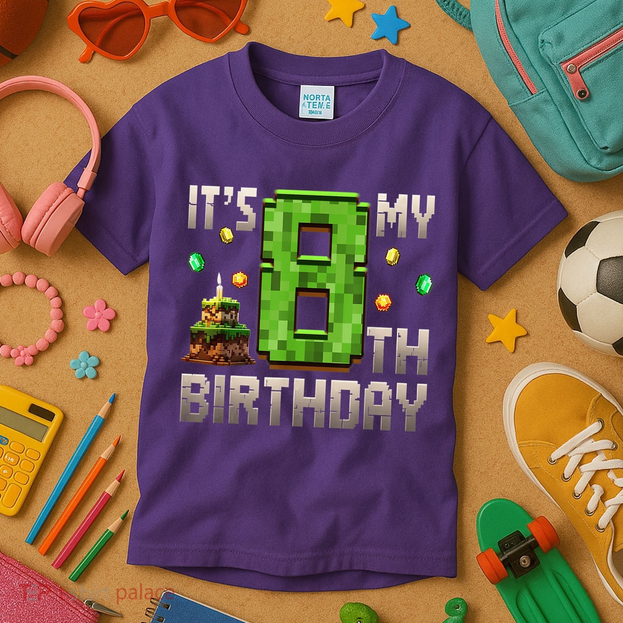 It'S My 8th Birthday 8 Year Old Gamer Pixel Birthday Boy Kids T-Shirt