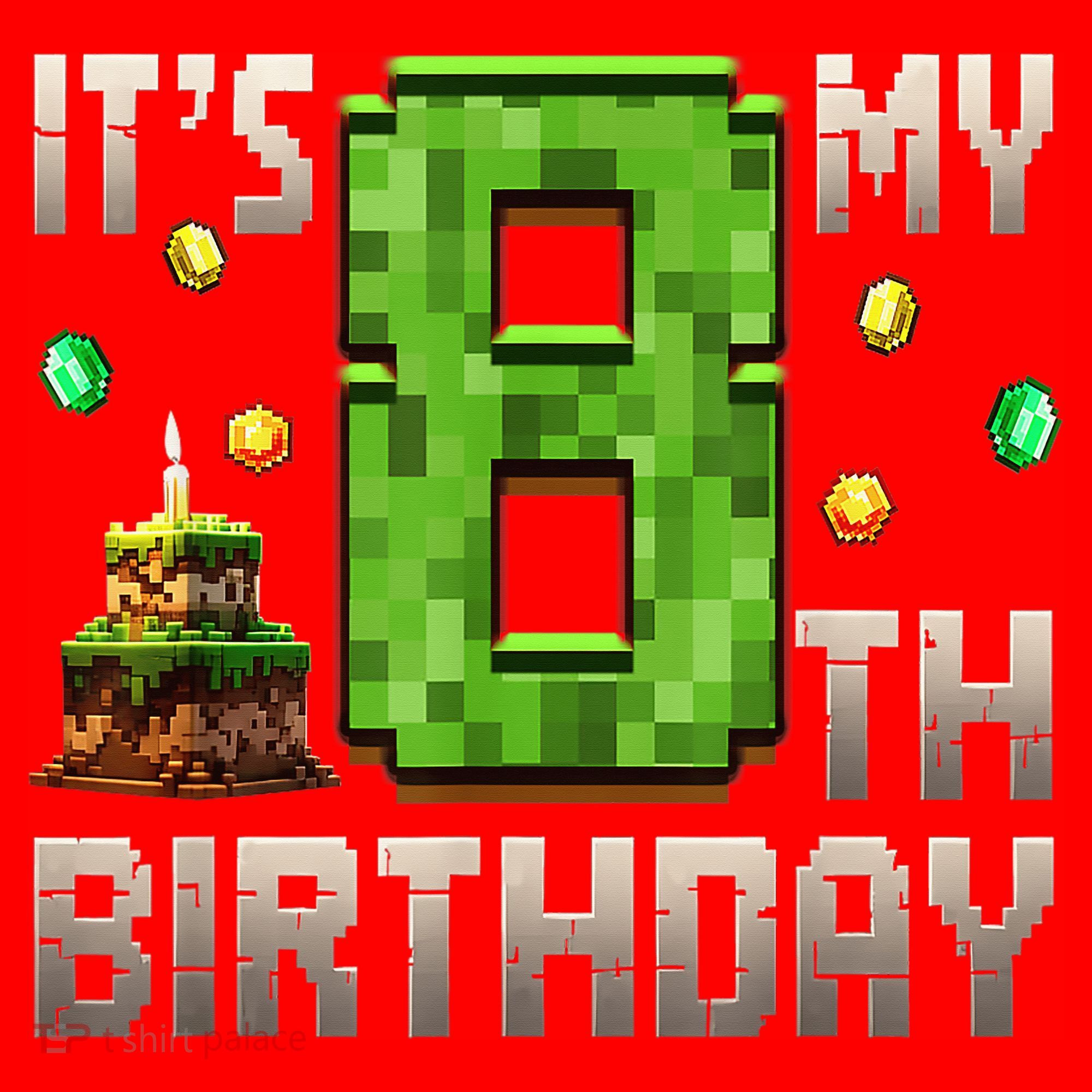 It'S My 8th Birthday 8 Year Old Gamer Pixel Birthday Boy Santa Hat