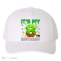  It's My 8th Birthday Boy Gaming Pixel Gamer Party  Yupoong Adult 5-Panel Trucker Hat thumb 0