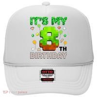  It's My 8th Birthday Boy Gaming Pixel Gamer Party  Hat thumb 0