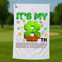  It's My 8th Birthday Boy Gaming Pixel Gamer Party  Golf Towel thumb 1