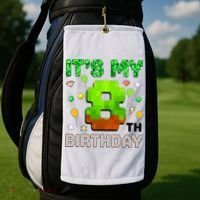  It's My 8th Birthday Boy Gaming Pixel Gamer Party  Golf Towel thumb 2