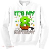  It's My 8th Birthday Boy Gaming Pixel Gamer Party  Kids Sweatshirt thumb 0