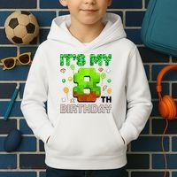  It's My 8th Birthday Boy Gaming Pixel Gamer Party  Kids Hoodie thumb 2