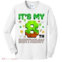  It's My 8th Birthday Boy Gaming Pixel Gamer Party  Kids Long Sleeve Shirt thumb 0