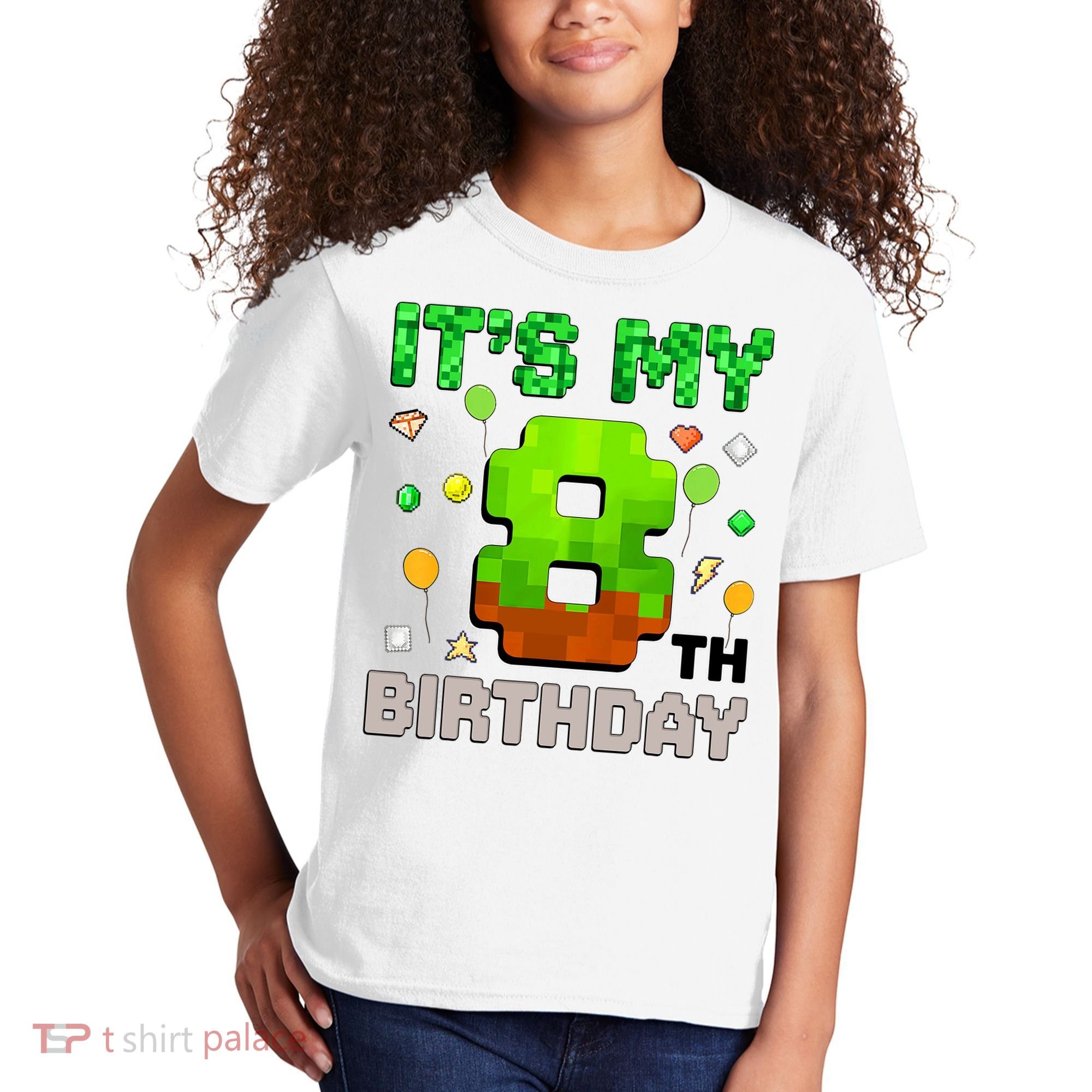  It's My 8th Birthday Boy Gaming Pixel Gamer Party  Kids T-Shirt