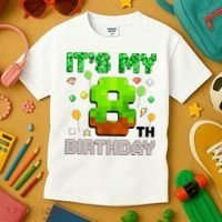  It's My 8th Birthday Boy Gaming Pixel Gamer Party  Kids T-Shirt thumb 3