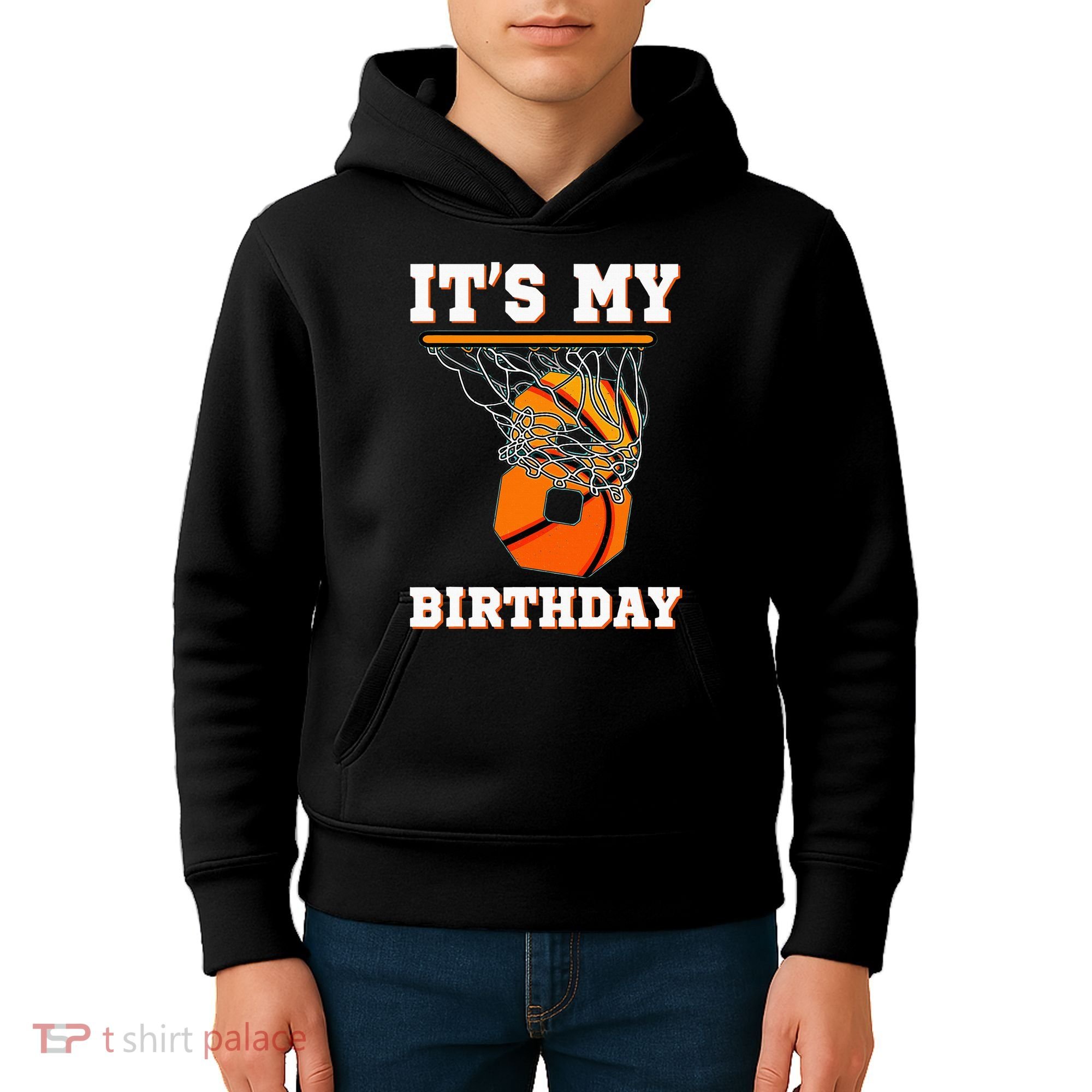 It's My 8th Birthday Basketball Boy Party 8 Years Old Kids Hoodie