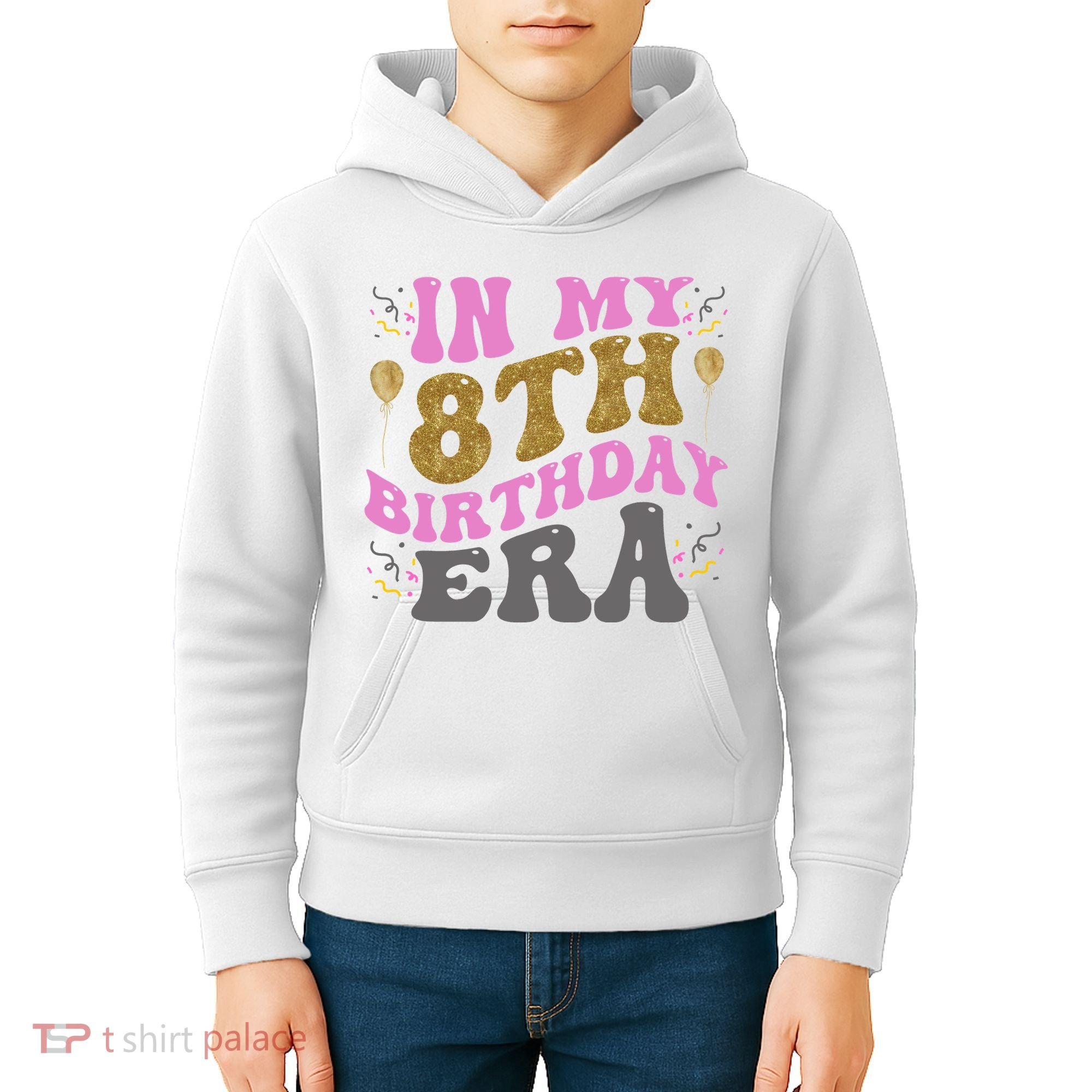 In My 8th Birthday Era Party Kids Hoodie