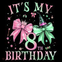 It's My 8th Birthday Witch Green 8 Year Old  Stripe Pom Pom Beanie thumb 2