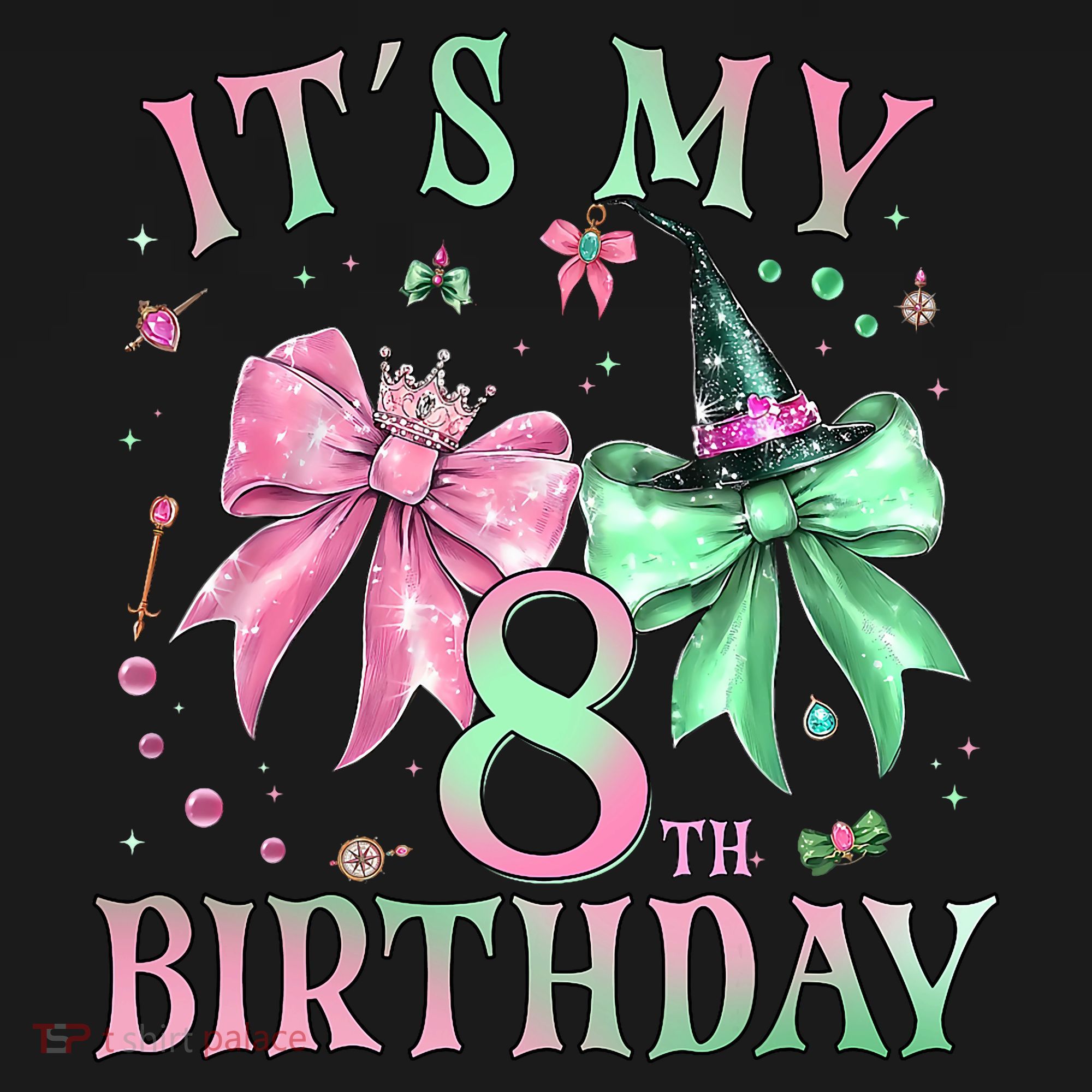 It's My 8th Birthday Witch Green 8 Year Old  USA-Made Doggie Bandana