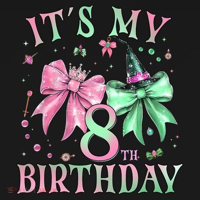 It's My 8th Birthday Witch Green 8 Year Old  Button