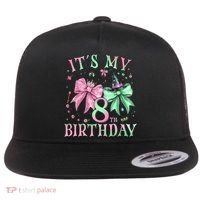 It's My 8th Birthday Witch Green 8 Year Old  Flat Bill Trucker Hat thumb 0