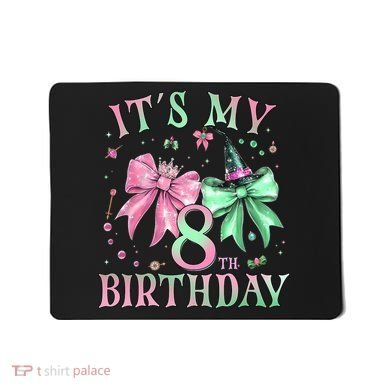 It's My 8th Birthday Witch Green 8 Year Old  Mousepad