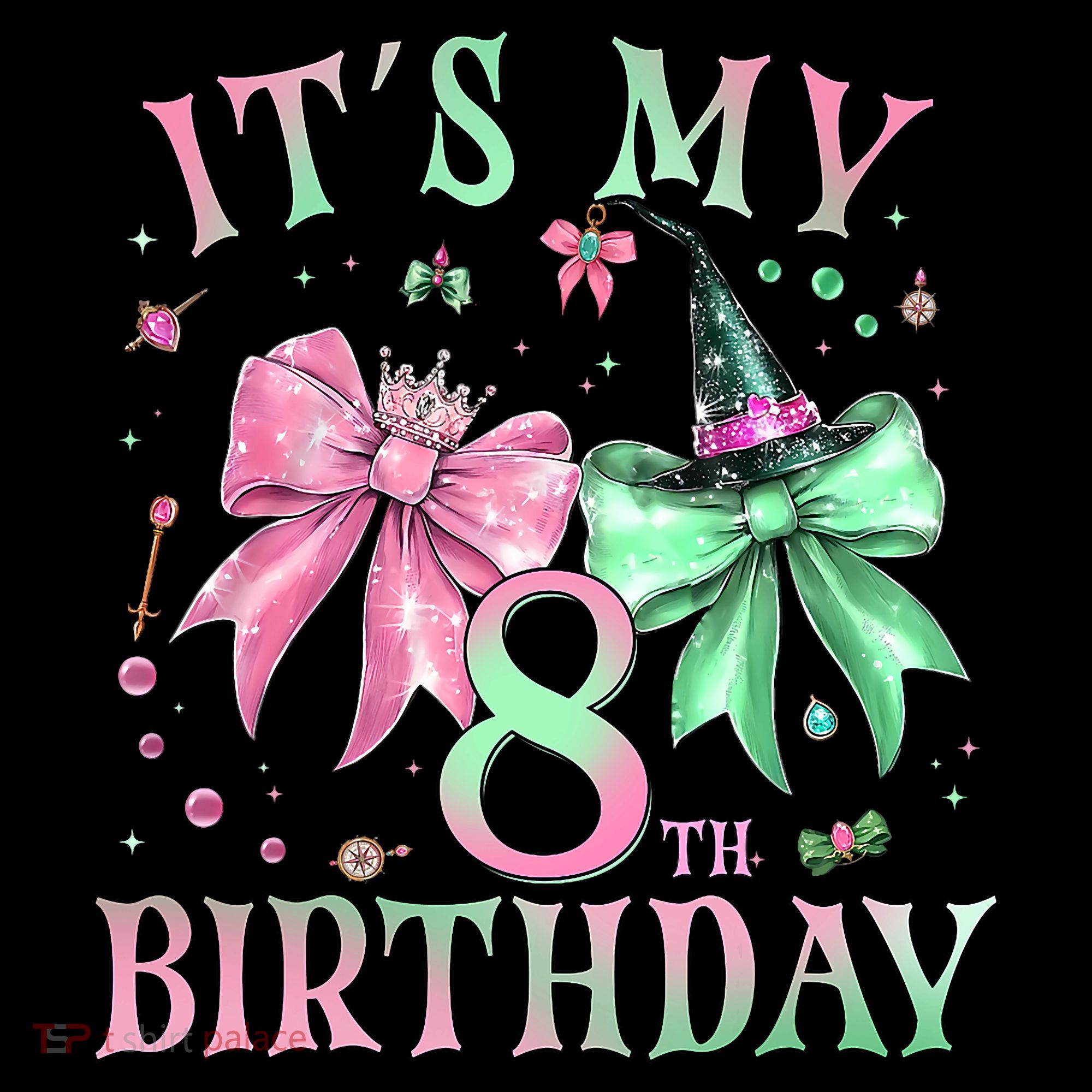 It's My 8th Birthday Witch Green 8 Year Old  Mousepad