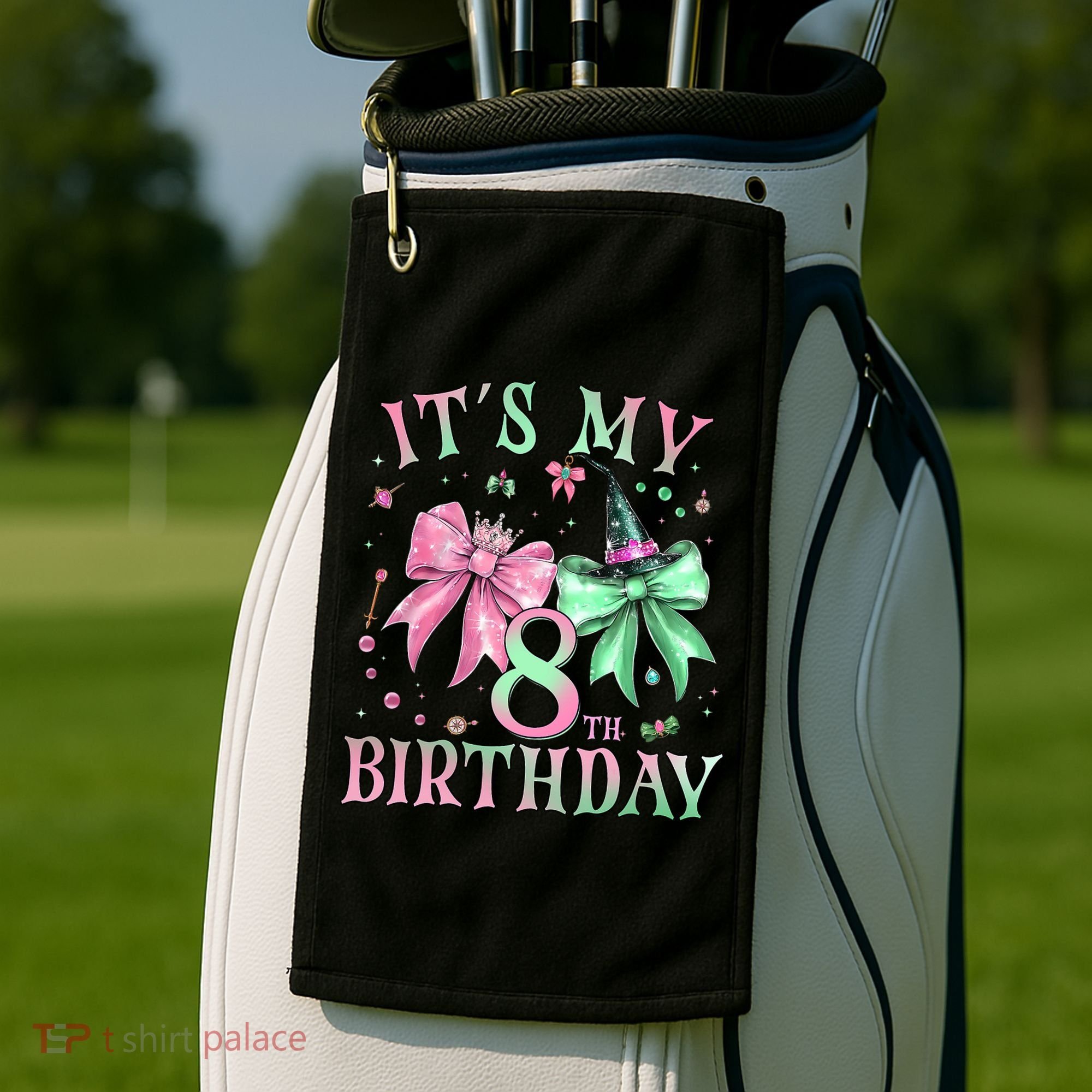 It's My 8th Birthday Witch Green 8 Year Old  Golf Towel