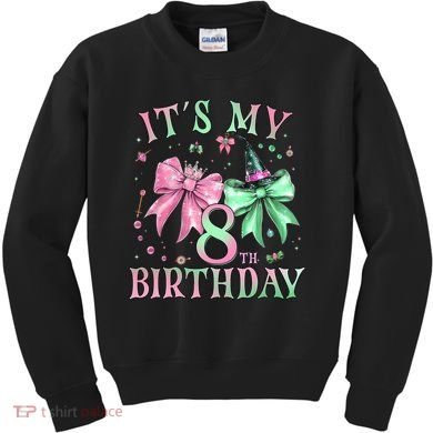It's My 8th Birthday Witch Green 8 Year Old  Kids Sweatshirt