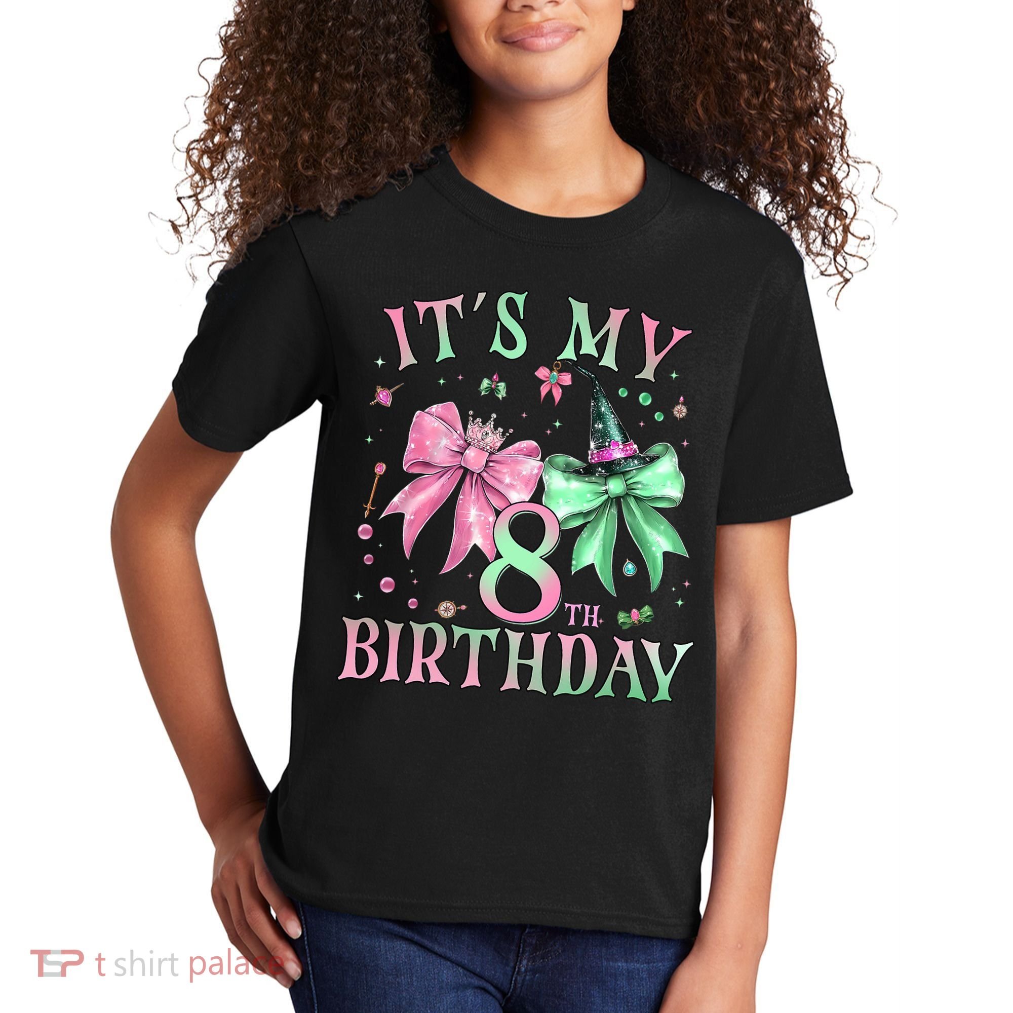 It's My 8th Birthday Witch Green 8 Year Old  Kids T-Shirt