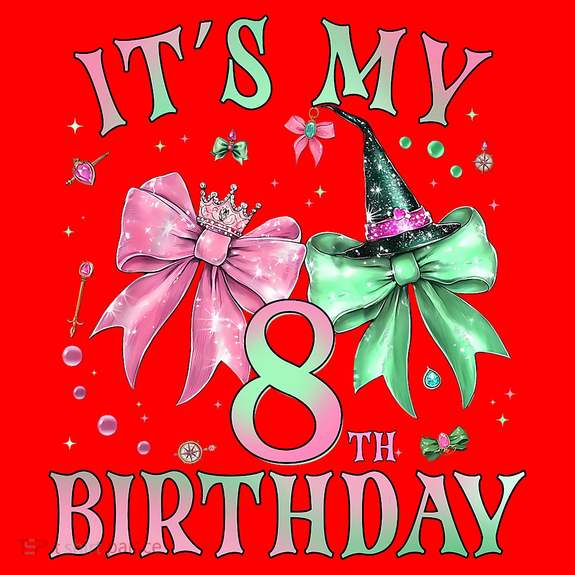 It's My 8th Birthday Witch Green 8 Year Old  Santa Hat